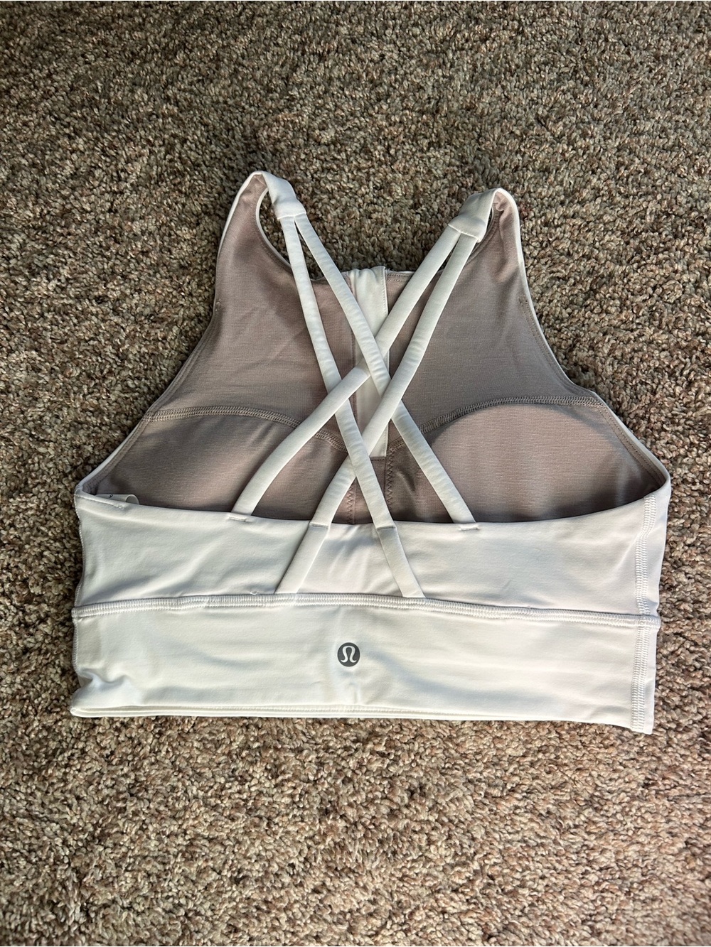 lululemon athletica White Cross-Back Strappy Sports Bra